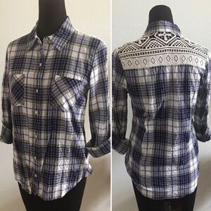 Plaid & lace top